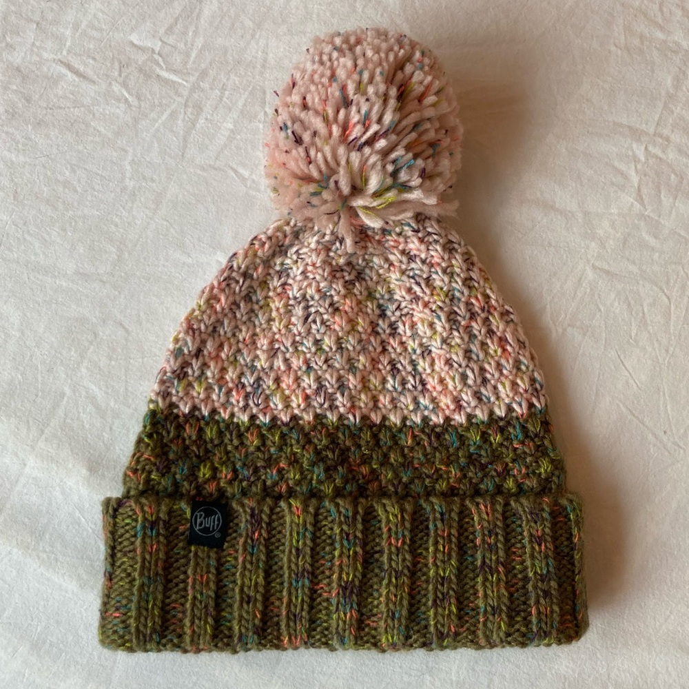 Green/Pink/Multicolor Knit Winter Beanie Pom Pom Hat